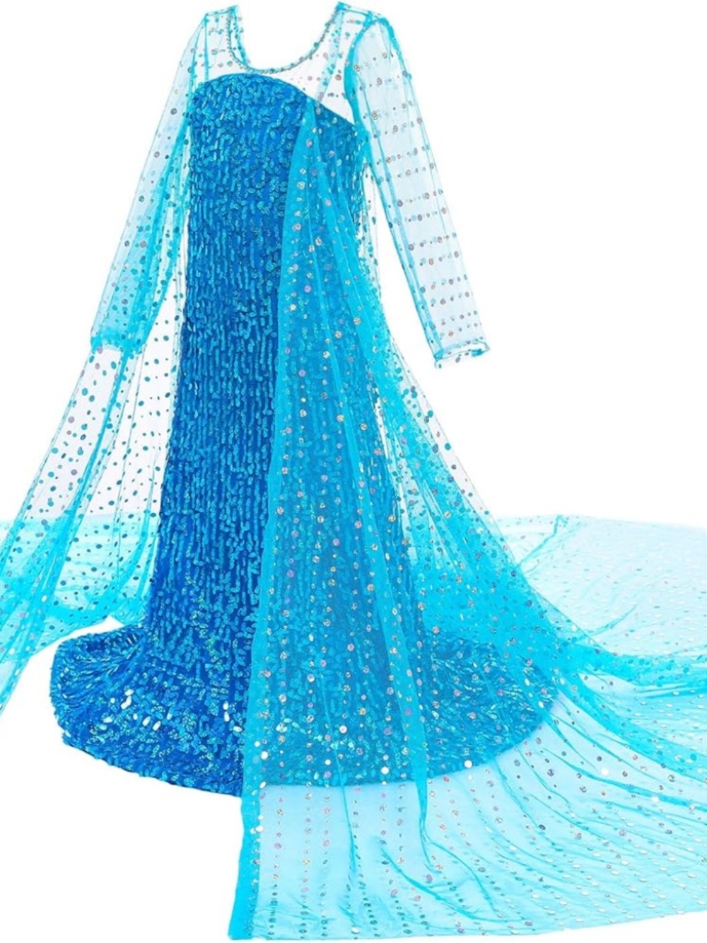 Elsa Princess Costume Long Cape Birthday Party Dress up Size 130 (7-6) years - Picture 2 of 16